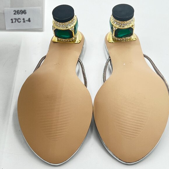 Silver Crystal Heel Sandals Casual Flip Flops Open Toe Daily Wearing Slipper - Picture 7 of 7